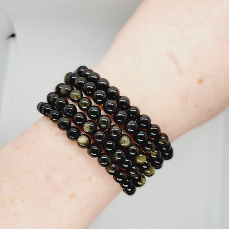 Gold Sheen Obsidian Stone Bracelets Metaphysical Reiki Boho