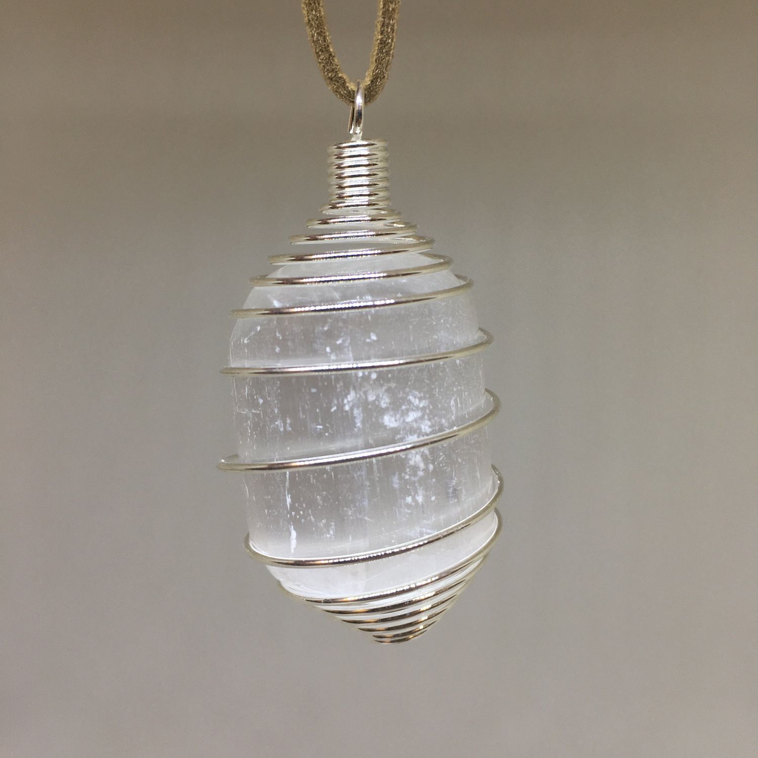 Tumbled Pendants, Material: Selenite