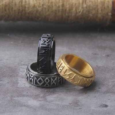 Norse Runes Spinner Ring