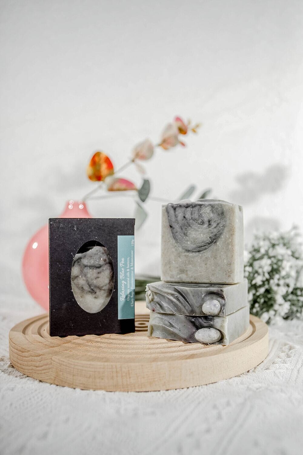 Relaxing Blue Pea Soap with Moonstone