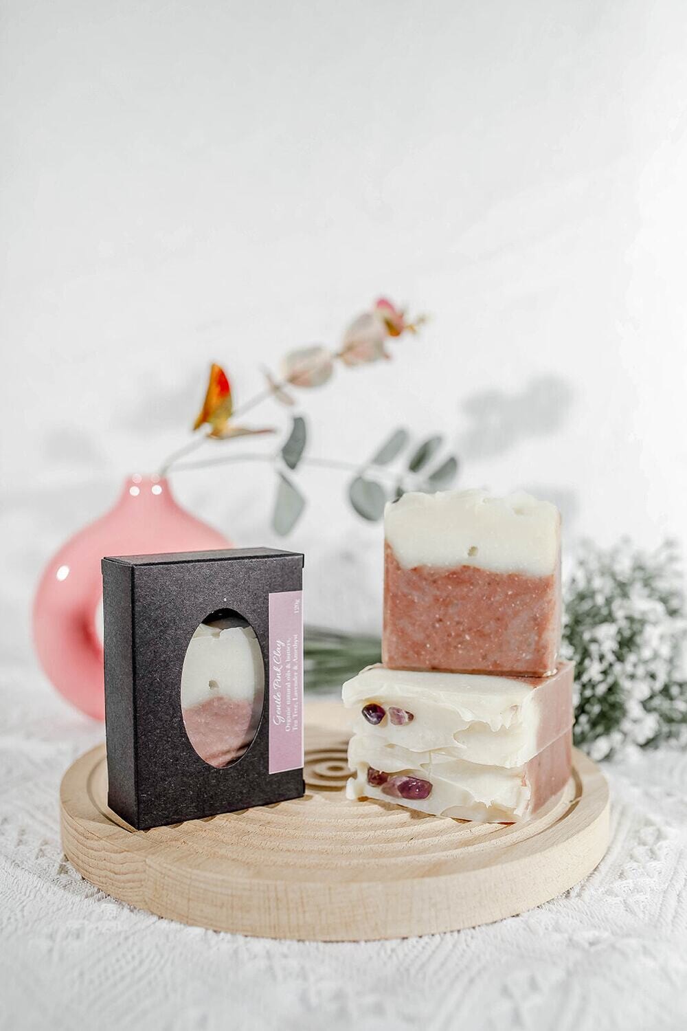 Gentle Pink Clay Soap with Amethyst