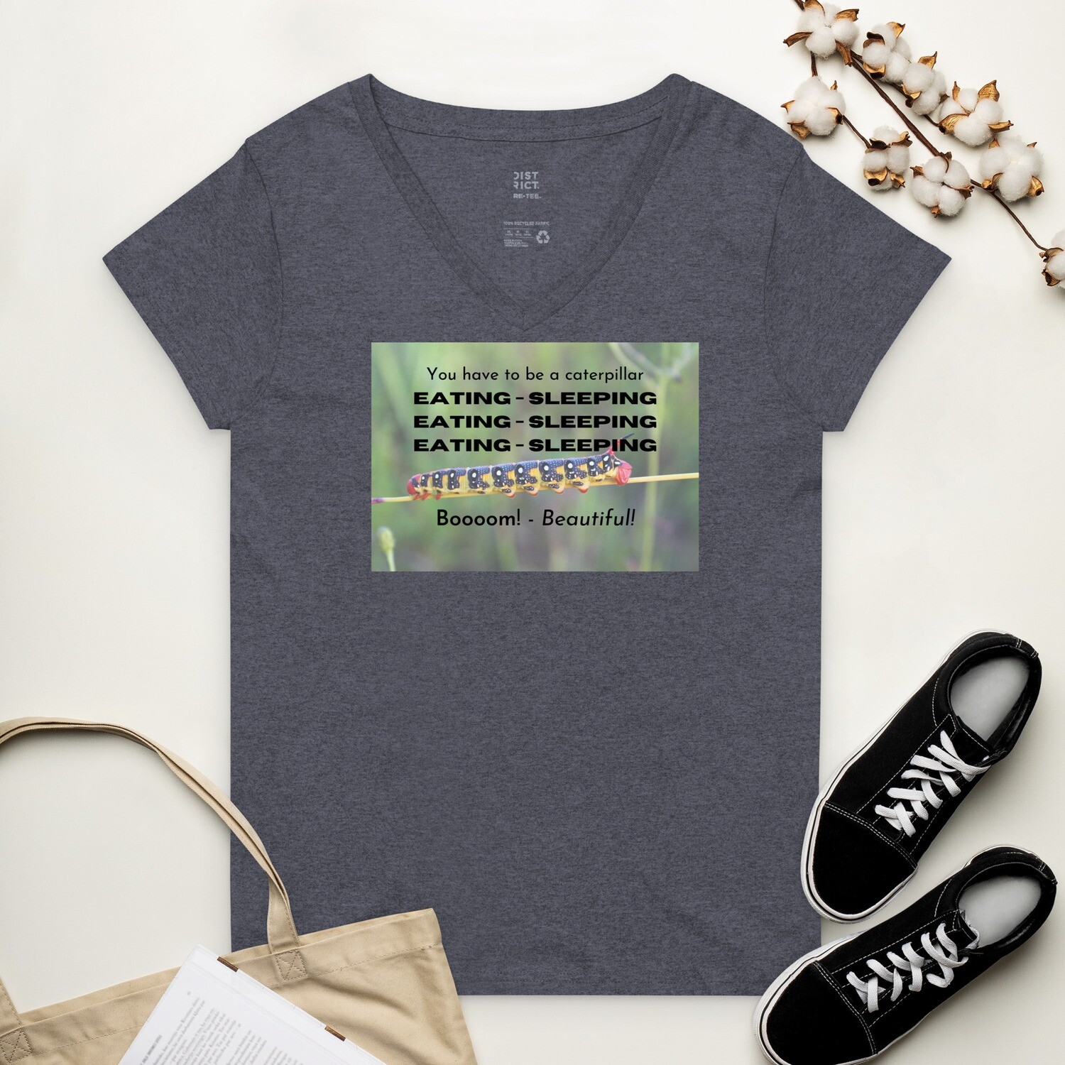 Women’s recycled and eco-friendly v-neck t-shirt, funny saying, funny pic, funny graphic