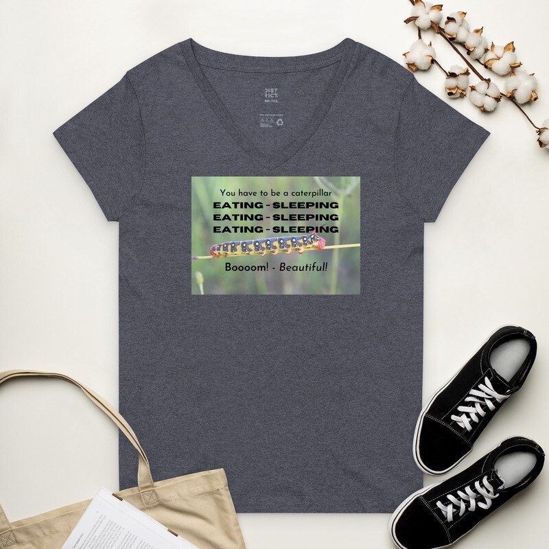 Women’s recycled and eco-friendly v-neck t-shirt, funny saying, funny pic, funny graphic