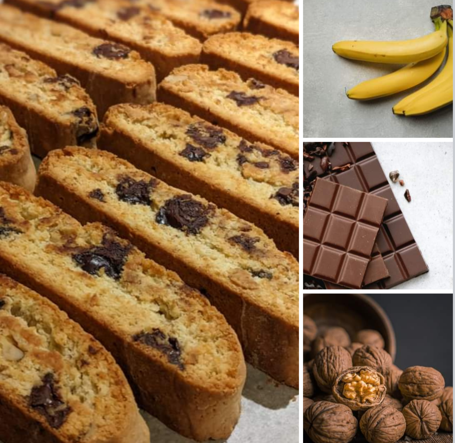 banana walnut chocolate chip biscotti