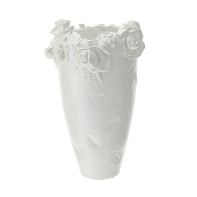 Vaso con rose scolpite porcellana gres - Hervit