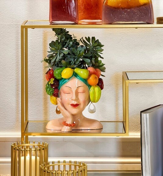 Vaso Busto "Soledad" donna con frutta Colorato