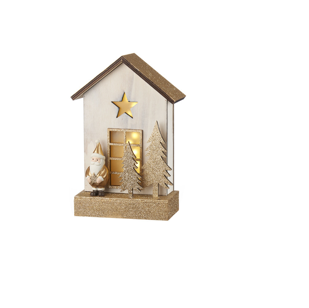 Babbo Natale con casetta con leds