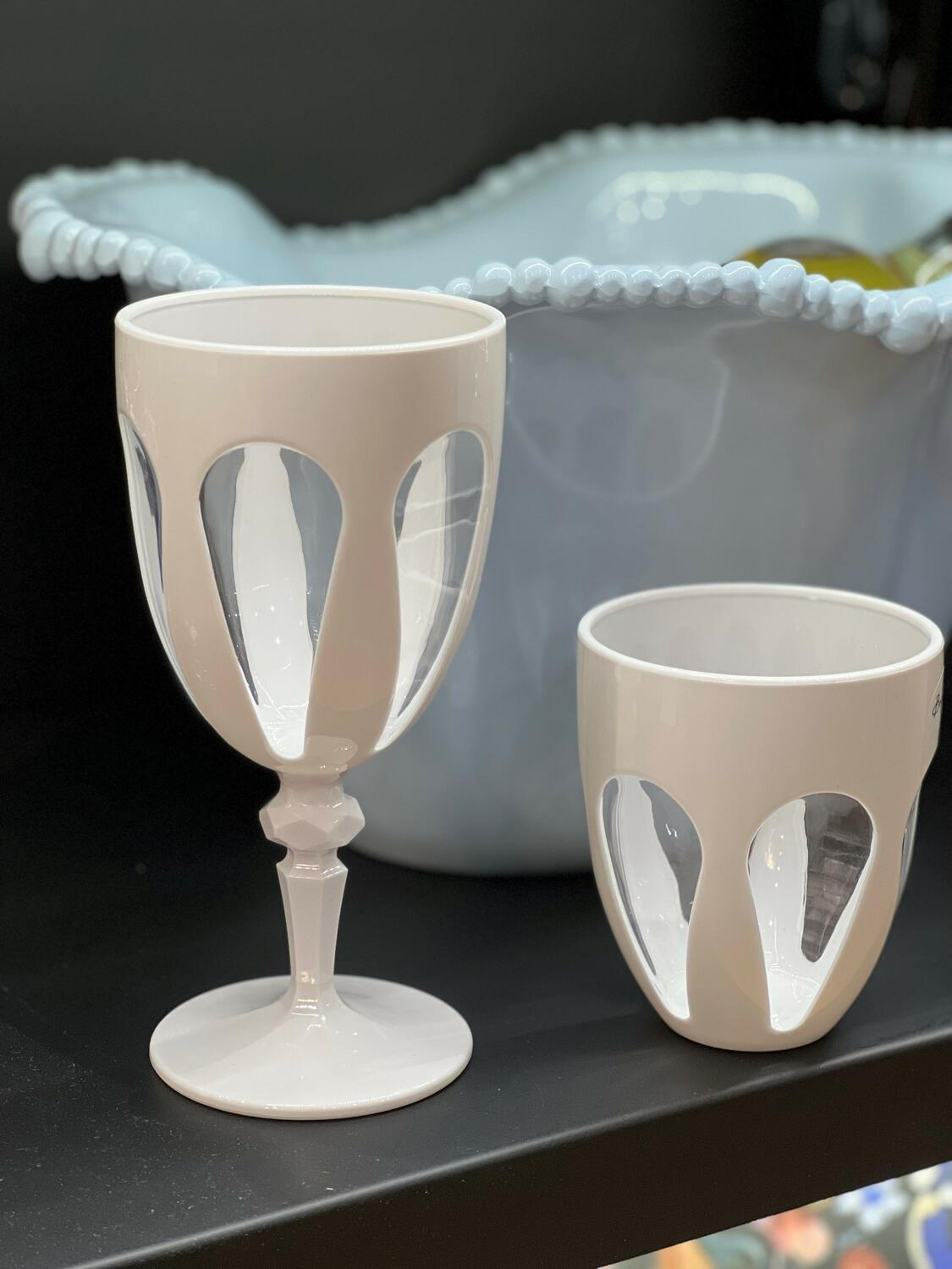 SET 6 BICCHIERI VINO BI-COLOR BIANCO/TRASP- BACI MILANO