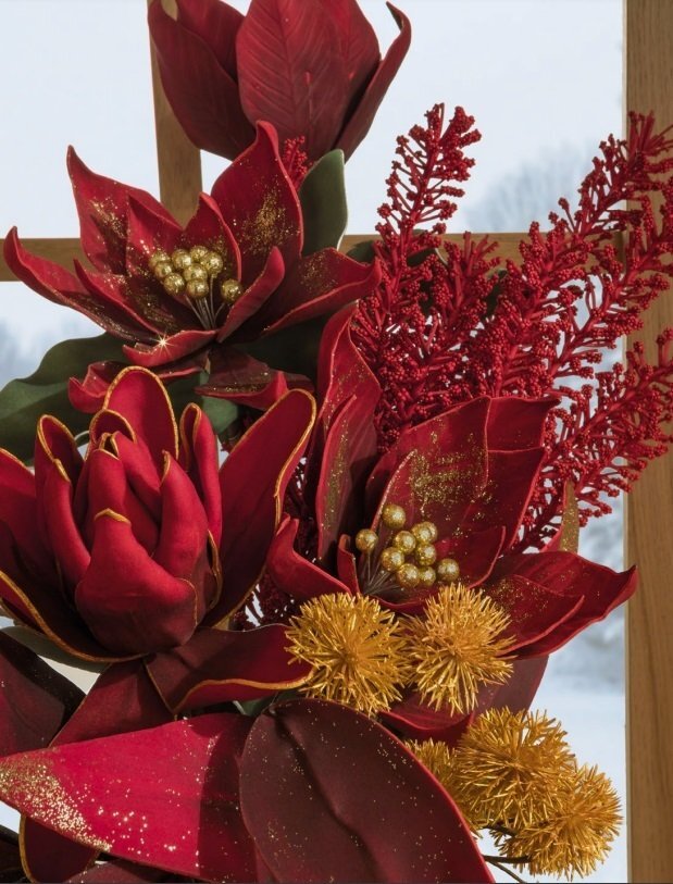 Foglie rosse con glitter oro - L'Oca Nera