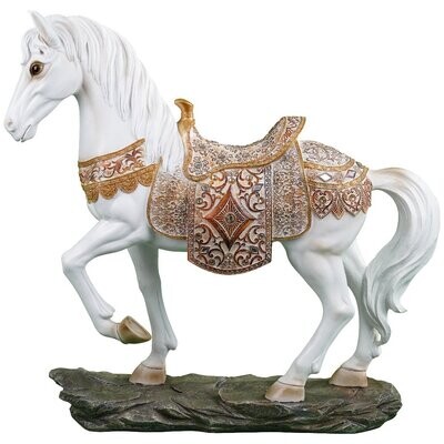 Cavallo Bianco con decori e strass oro - Timstor