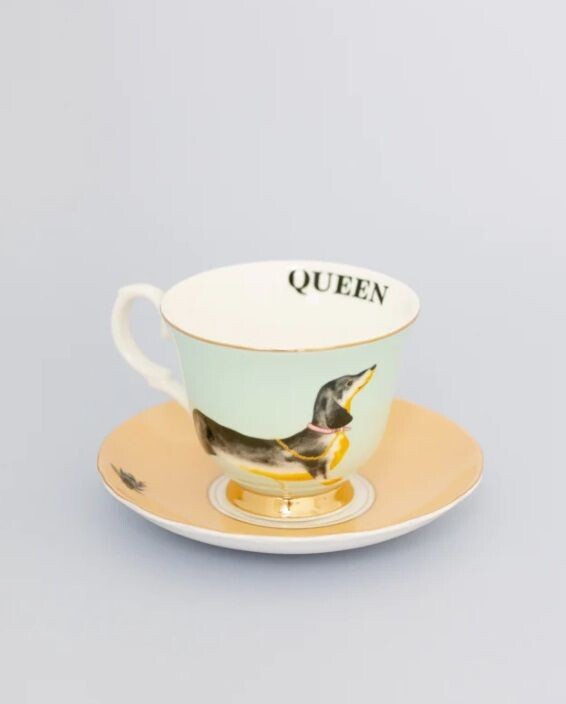 Tazza da Thè con Bassotto e piattino - Yvonne Ellen