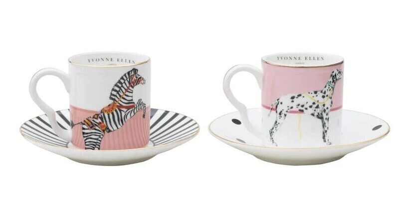 ​Set 2 Tazzine Caffè Zebra e Cane - Yvonne Ellen