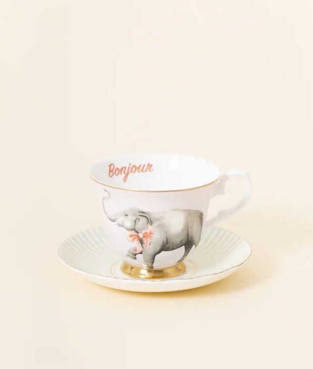​Tazza da Thè con Elefante e piattino - Yvonne Ellen