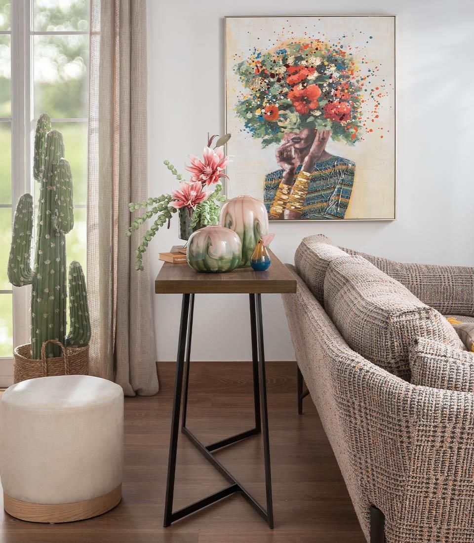 Quadro con cornice Donna e Fiori - L'Oca Nera