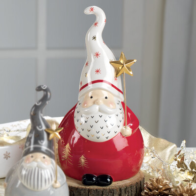 ​Babbo Natale rosso in ceramica con stella H 28- Mascagni