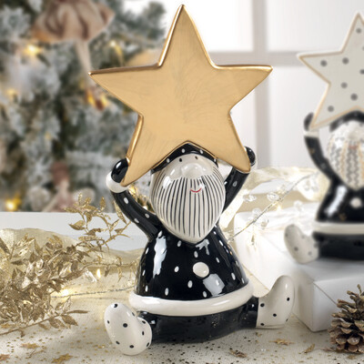 ​Babbo Natale in ceramica con stella H 34 - Mascagni