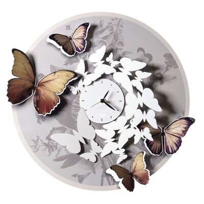 Orologio da parete con farfalle Mariposa Beige - Arti e Mestieri