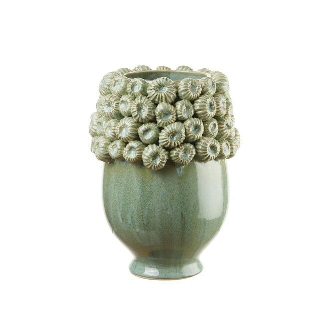 Vaso Alto verde decorato - L'Oca Nera