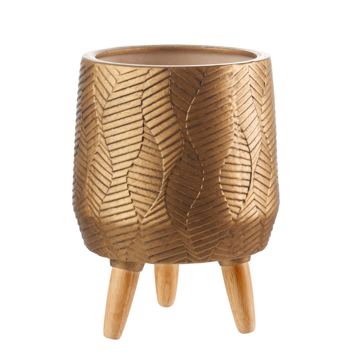 Cache-pot piccolo foglie oro - L'Oca Nera