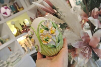 ​Uovo di Pasqua in Ceramica bianco Bouquet medio- Palais Royal