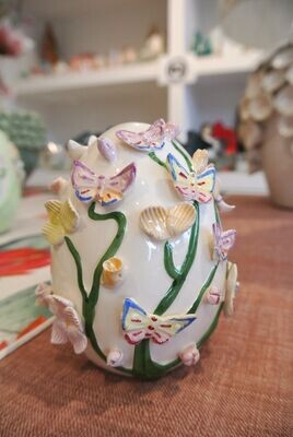 ​Uovo di Pasqua in Ceramica bianco con farfalle medio - Palais Royal