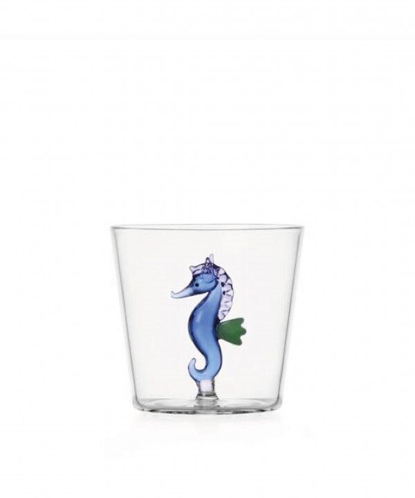 ​Bicchiere Tumbler cavalluccio marino blu "MARINE GARDEN"- ICHENDORF MILANO