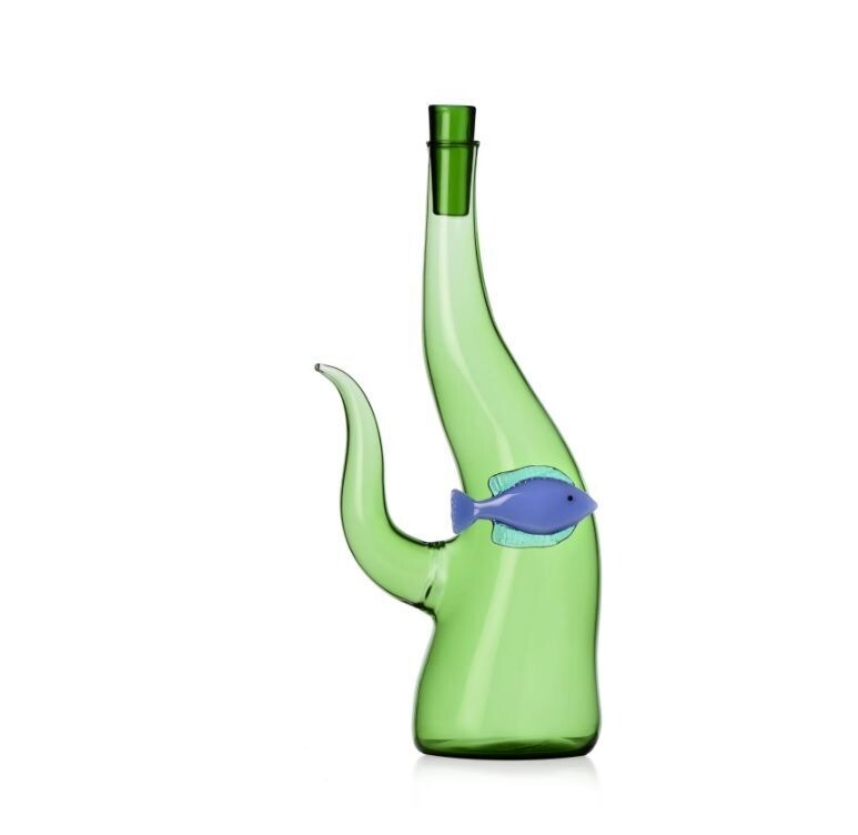 ​Bottiglia alga con pesce blu "MARINE GARDEN"- ICHENDORF MILANO