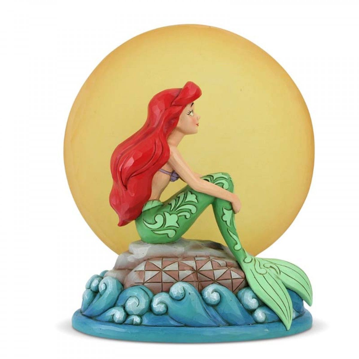 Ariel su uno scoglio con luna che si illumina "Disney Traditions" - Jim Shore