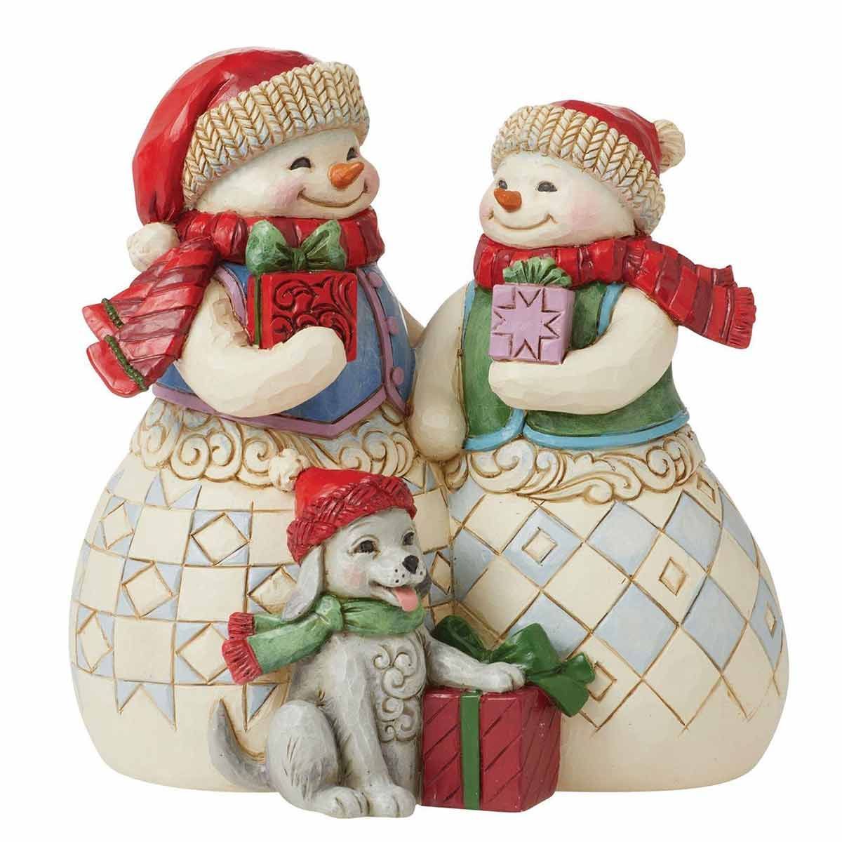 Coppia pupazzi di neve con cagnolino - Jim Shore