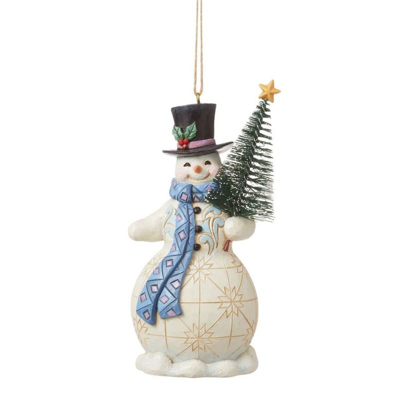 Decorazione da appendere Pupazzo di neve con albero - Jim Shore