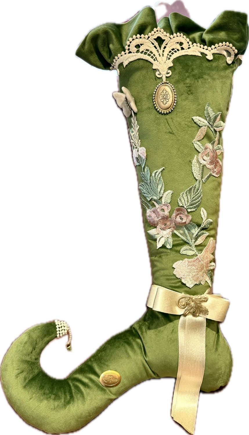 Calza verde con ricami
