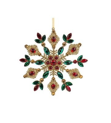 Decorazione Fiocco di Neve con Gemme da appendere  grande Decorazione Fiocco di Neve con Gemme da appendere  grande