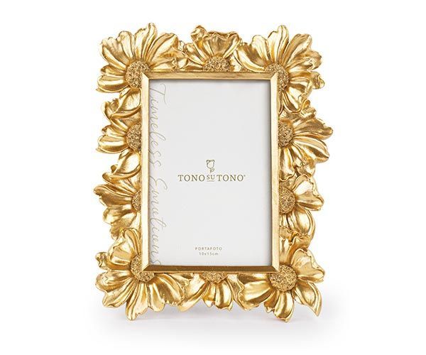 Portafoto con fiori oro