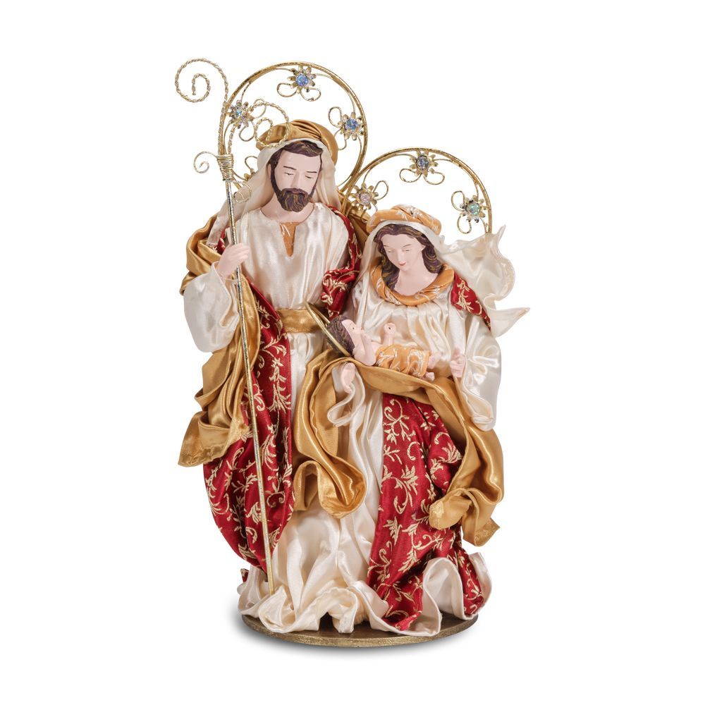 ​Natività in tessuto rosso e oro
