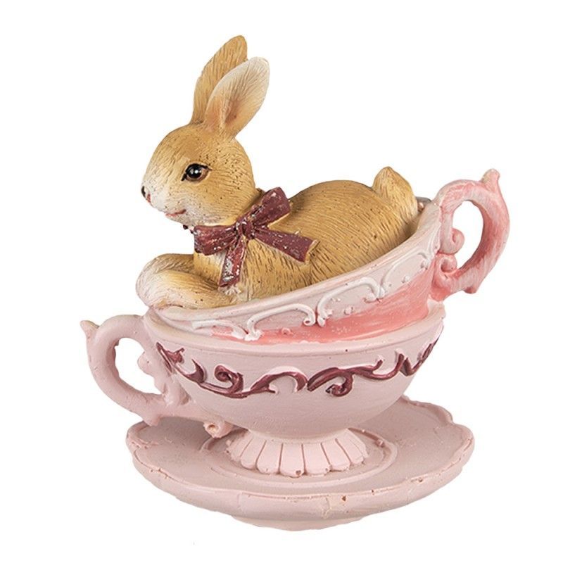 Coniglio in tazzina rosa - Clayre & Eef