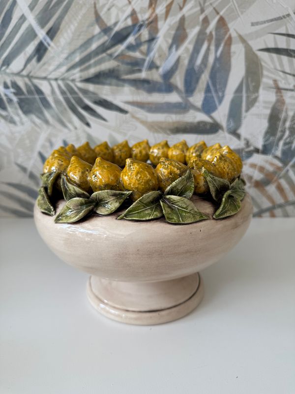 Alzata con Limoni Siciliani Ø 23 Madreperla Colorato - Ceramiche di Caltagirone