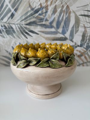 Alzata con Limoni Siciliani Ø 23 Madreperla Colorato - Ceramiche di Caltagirone Alzata con Limoni Siciliani Ø 23 Madreperla Colorato - Ceramiche di Caltagirone