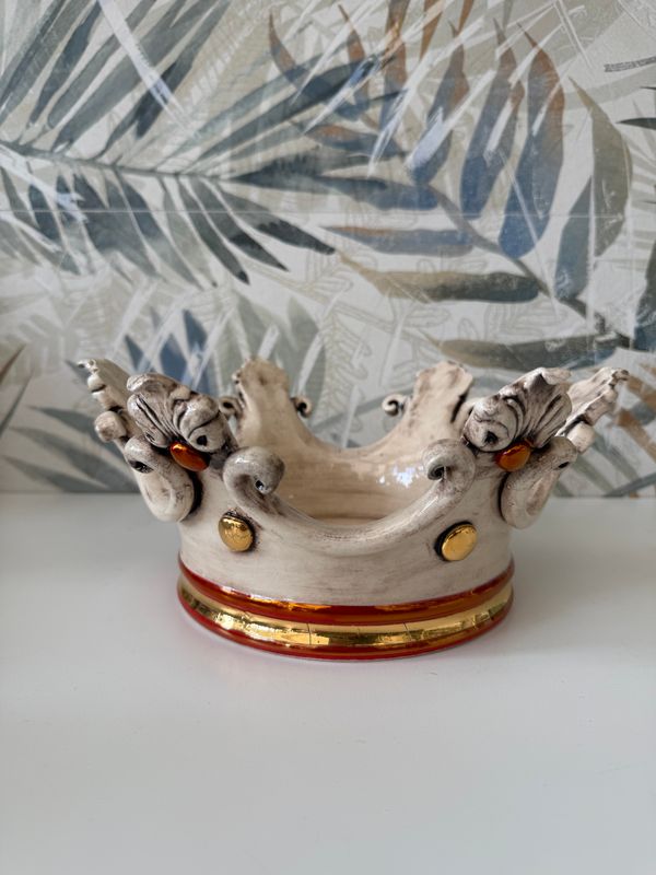 Corona svuota tasche Diam 27 cm madreperla antichizzato oro e lustri - Ceramiche di Caltagirone