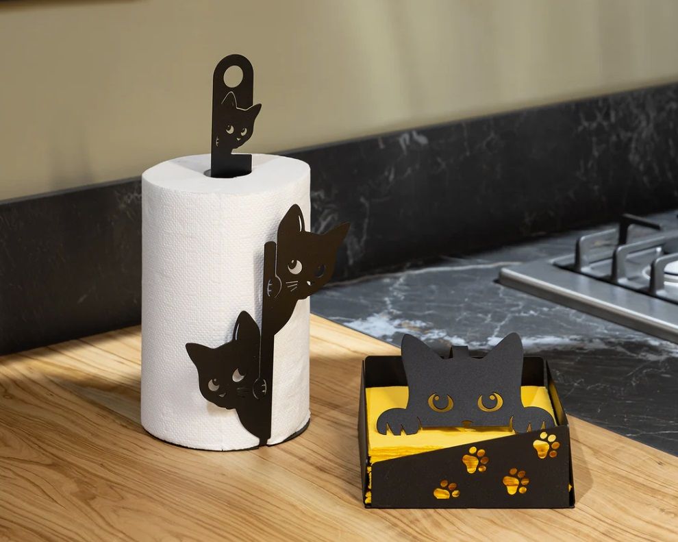 Porta rotoli da cucina Silvestro Nero - Arti e Mestieri