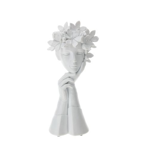 Lady Dream in Resina Bianco Scultura Floreale  21cm - Hervit Lady Dream in Resina Bianco Scultura Floreale  21cm - Hervit