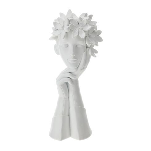 Lady Dream in Resina Bianco Scultura Floreale 30 cm- Hervit Lady Dream in Resina Bianco Scultura Floreale 30 cm- Hervit