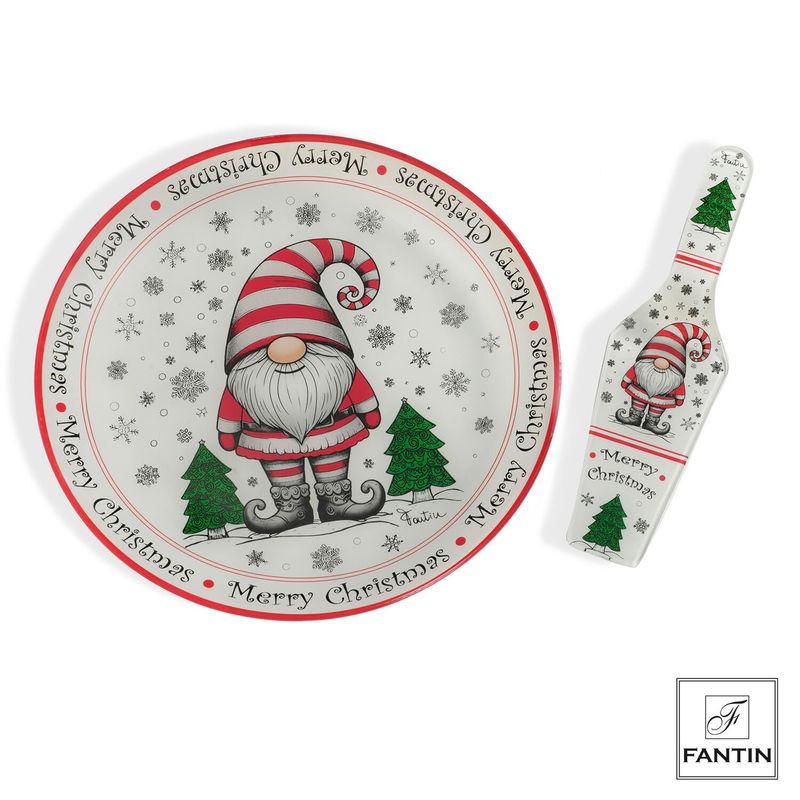 Piatto panettone con pala torta Gnomo Piatto panettone con pala torta Gnomo
