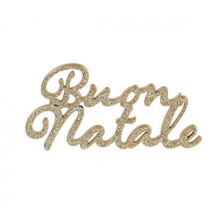 ​Scritta Legno Buon Natale Glitter Oro - Tono su Tono