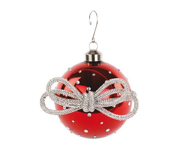 ​SFERA ROSSA CON FIOCCO ARGENTO - Tono su tono