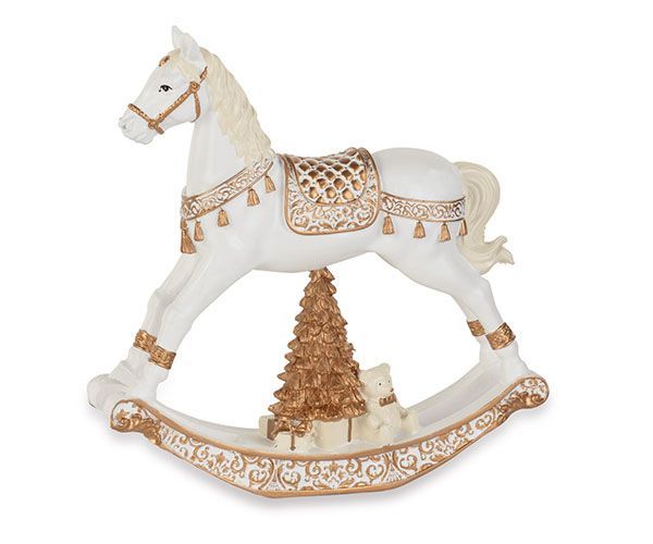 Cavallo a dondolo bianco e oro - Tono su Tono Cavallo a dondolo bianco e oro - Tono su Tono