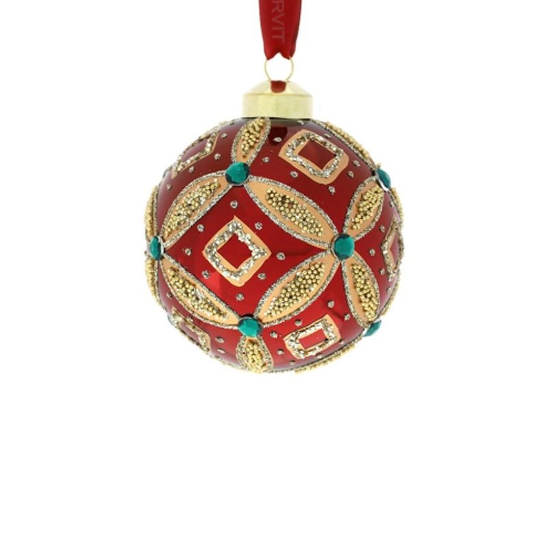 SFERA VETRO ROMBO DIA.8 CM ROSSA - Hervit