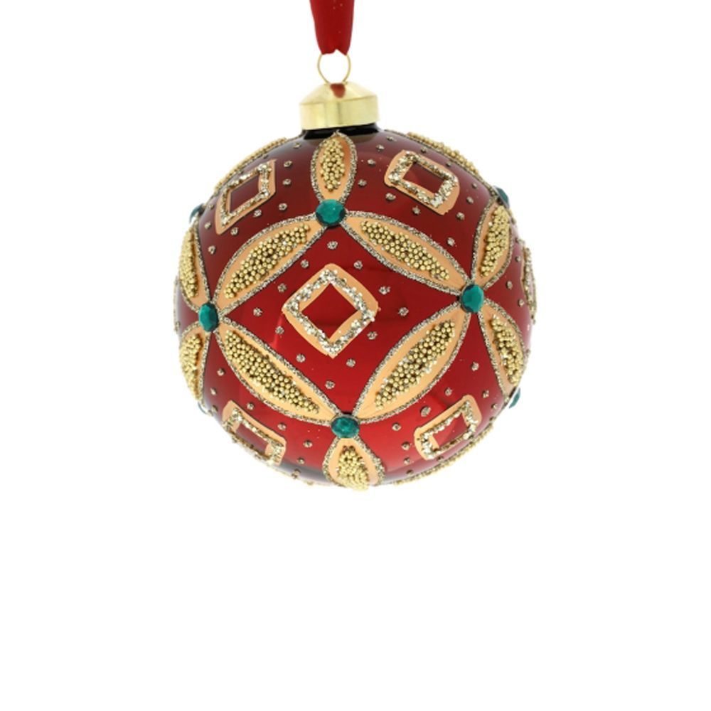 ​SFERA VETRO ROMBO DIA.10 CM ROSSA