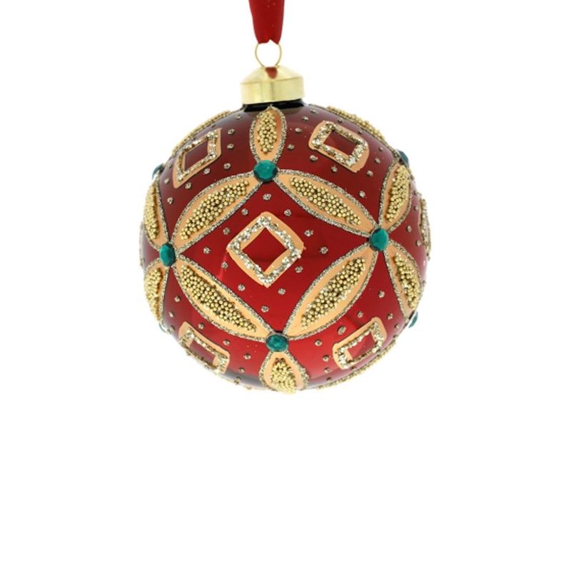 ​SFERA VETRO ROMBO DIA.10 CM ROSSA