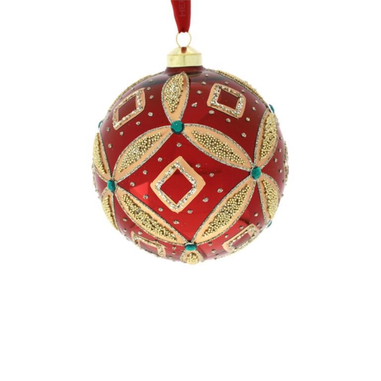 SFERA VETRO ROMBO DIA.12 CM ROSSA - Hervit