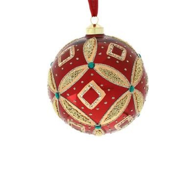 SFERA VETRO ROMBO DIA.12 CM ROSSA - Hervit SFERA VETRO ROMBO DIA.12 CM ROSSA - Hervit